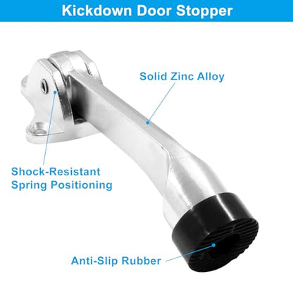 Jiozermi 4 Inch KickDown Door Stopper, Brushed Nickel, 2pcs - color: Brushed Nickel