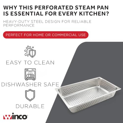 Winco Full Size Pan Perforated, 4-Inch, Medium - size: 4" Deep