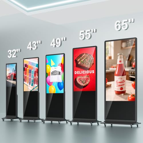 4K LCD Touchscreen Digital Signage Display, Indoor Floor Standing Advertising Kiosk, Commercial Digital Signage Player, HDMI WiFi Bluetooth Input Auto AD Player (43 NonTOUCH) - size: 43 NonTOUCH