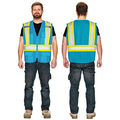 KAYGO Reflective High Vis Safety Vest with Pockets for Men and Women KG0100 - color: Blue, size: X-Small