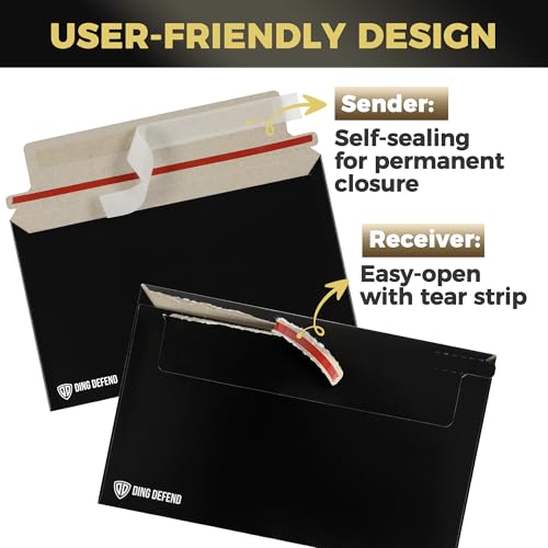 Card Shipping Envelopes 110 Pack - 7 x 4.35 Inches Trading Cards Self-Adhesive Black Mailers, Perfect Fit for Ding Defend Protectors Semi-Rigid Sleeves & Toploaders - Hobby Mailing Supplies