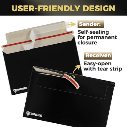 Card Shipping Envelopes 110 Pack - 7 x 4.35 Inches Trading Cards Self-Adhesive Black Mailers, Perfect Fit for Ding Defend Protectors Semi-Rigid Sleeves & Toploaders - Hobby Mailing Supplies