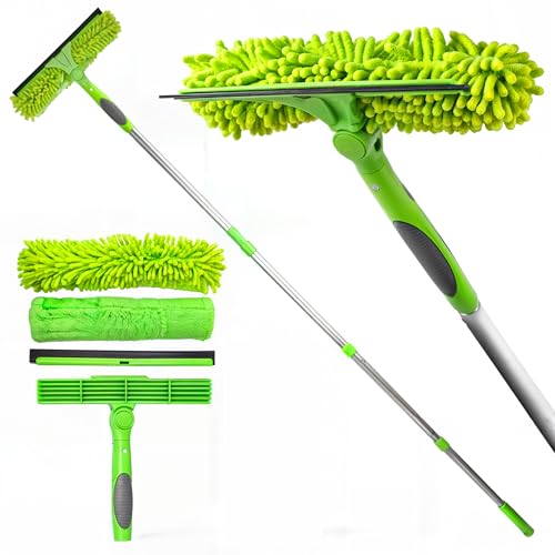 DSV Standard Professional Window Squeegee for Window Cleaning, 2 in 1 Rotatable Window Cleaning Squeegee Kit with Extension Pole, 62” Window Cleaning Tool for Indoor/Outdoor High Windows, Home, Car - size: 62 inches