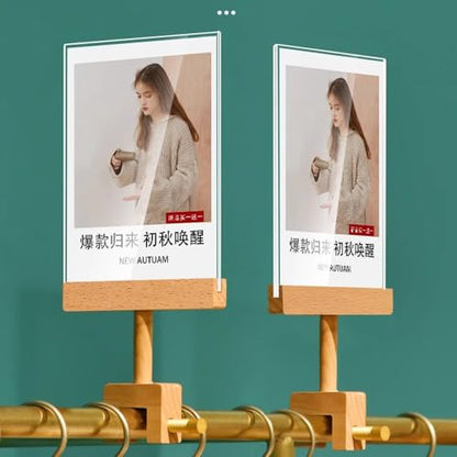 Acrylic Sign Holder with Clamp (Vertical A5 148×210mm/ 5.83×8.27 inches) - size: Vertical A5 148×210mm/ 5.83×8.27 inches