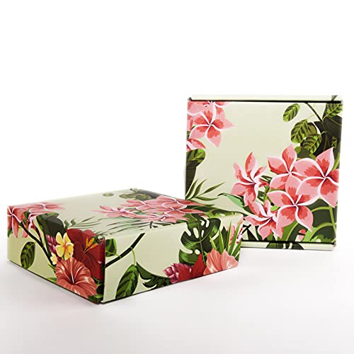 Small Shipping Boxes For Small Business Hawaiian Flower Floral 25 Pack, 6x6x2in Recyclable Small Cardboard Boxes For Packaging Shipping Boxes Corrugated Mailer Mailing Packing Gift Boxes - color: Hawaiian Flower, size: 6x6x2in