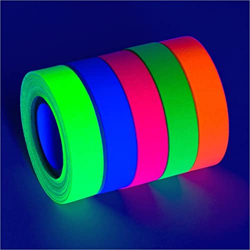Glow King Blacklight Reactive Glow Tape | Premium UV Fluorescent Neon Party Gift for Events | Multipurpose Luminous Colored Tape for Room Decorations | Glow in the Dark Cloth Tape – 0.5 in x 18 ft - size: Small - 0.5" x 18'