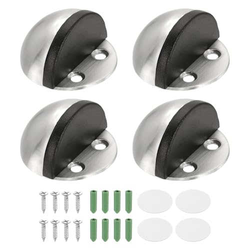 uxcell 4Pack Low Dome Floor Door Stop 45mm Dia Stainless Steel, Silver Tone - color: Silver Tone