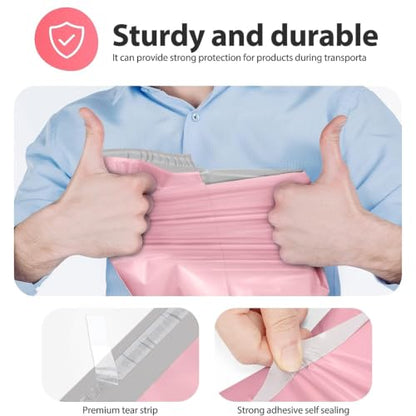 Fuxury 10x13" Poly Mailers 500 Pack Bulk,Shipping Bags for Clothing,Pink - color: Light Pink, size: 10x13" 500pcs