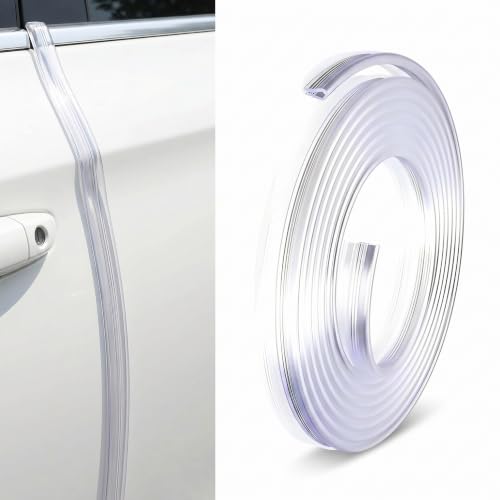 Car Door Edge Guard, 16.4 Ft U-shaped Scratch-resistant Protection Strip, Non-slip Flexible Cushioning Trim for Door Hood Trunk, DIY Cuttable Accessory for Cars Trucks SUVs (Transparent)