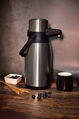 Thermal Coffee Carafe Airpot Dispenser by Heritage66 Triple Wall Stainless Steel Thermal Vacuum insulated 12 hours heat Retention 24 hours cold Retention (3 Liter) (HP30P)