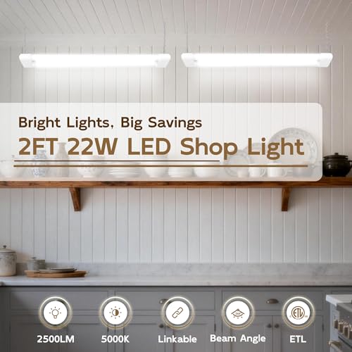 hykolity LED Shop Light 2FT, 22W [200W Equivalent],2400LM,4 Pack - color: White, size: 2FT-4pack