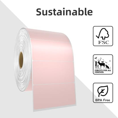 1000 2x1 Thermal Labels Roll, HUOJI Pink Shipping Barcode Labels - color: Pink, size: 2x1
