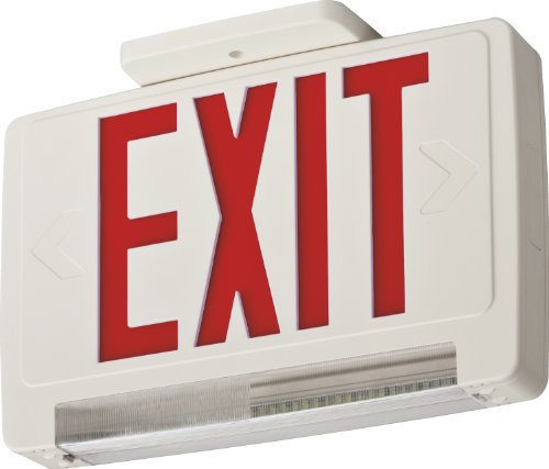 Lithonia Lighting ECBR LED M6 LED Exit and Emergency Light Bar Combo Fixture with Back Up Battery, 3 Watts, Damp Listed, Red Letters