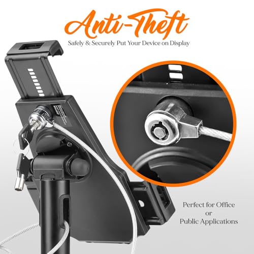 Pyle PSPADLK8 Anti-Theft Tablet Security Stand Kiosk - Table Mount Desktop Tablet Case Holder with Lock, Adjustable Clamp Arm, Internal Cable Routing, for iPad, Kindle, Samsung, Android Tablets - size: ‎9.25 x 2.5 x 10 inches, style: Table Mount Stand