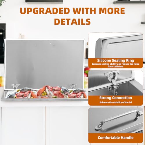 304 Stainless Steel Built-in Refrigerator Bin, Kitchen Cold Storage Container, Multiple Sizes (20x16x13 Inch Etc.), Commercial & Home Use Chilling Bin - size: 28''L x 18''W x 17''H