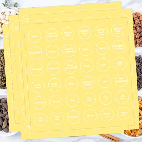 Spice Labels, 432Pcs Spice Labels Stickers 1.4in Waterproof Adhesive Round Preprinted Spice with Blank Label Tear Resistant Sticker for Kitchen Jars Caps Food Containers Organizers (Transparent) - color: T White