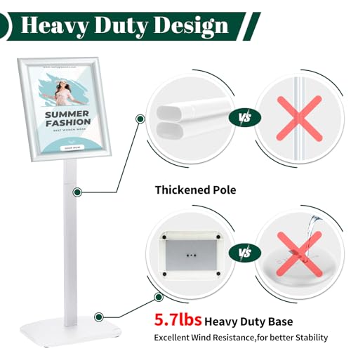 Heavy Duty Pedestal Sign Holder, 8.5 x 11" Floor Standing Sign Holder - color: Silver, size: 8.5x11in