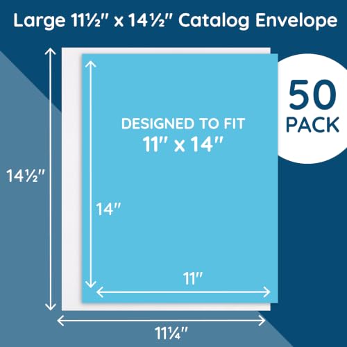 Blue Summit Supplies 50 11" x 14" Catalog Envelopes, Self Seal, White - size: 11.25 x 145