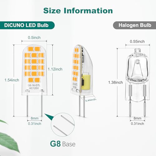 DiCUNO G8 LED Bulb Dimmable, 20W Equivalent, Warm White 2700K, 10-Pack - color: Warm White 2700k