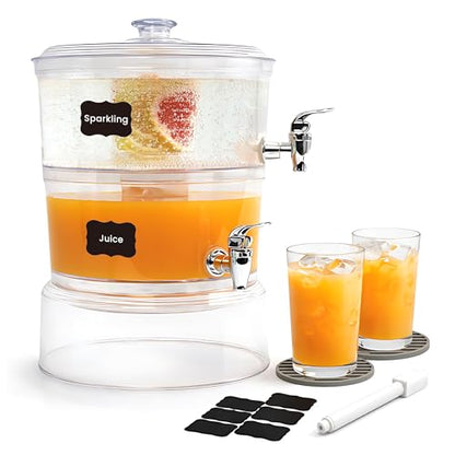 LISI Drink Dispensers for Parties, 2 Gallon Beverage Dispenser with Stand