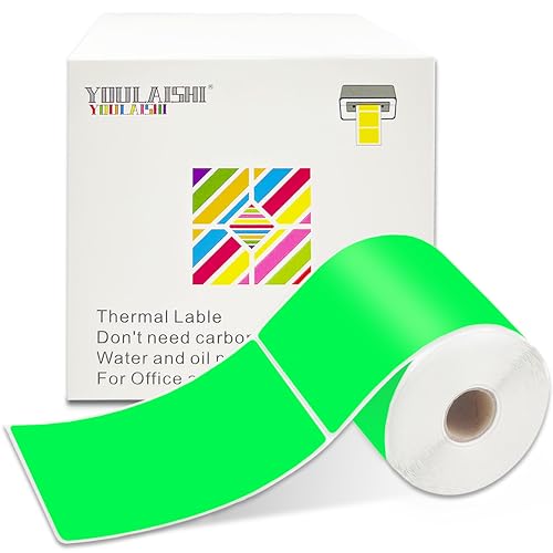 3 X 5 Inch Printable Waterproof Rectangle Color Coding Labels, 300 Per Roll Adhesive Color Coding Stickers for Bar-Codes, Address, Small Business Labeling, Inventory, Fluorescent Green - color: Fluorescent Green