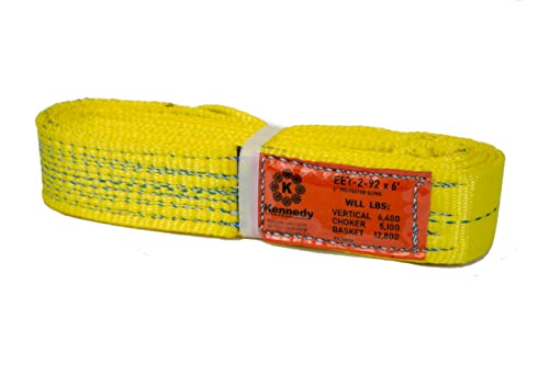 Kennedy Wire Rope & Sling Co. 2" x 7' 2-Ply Twist Eye Polyester Lifting Sling (Various Sizes in Listing) Made in The USA - color: 2" 2-Ply Twist Eye (Type 4), size: 2" x 7'
