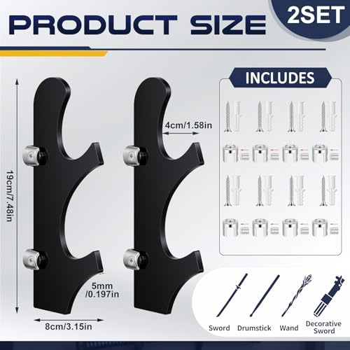 SiliFine 2 Pairs Saber Wall Mount Holder Saber Display Stand Rack