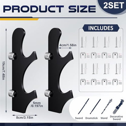 SiliFine 2 Pairs Saber Wall Mount Holder Saber Display Stand Rack