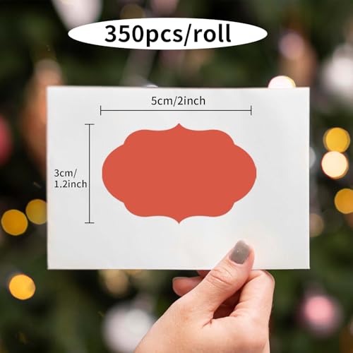 350 PCS Gift Tags Stickers Name Labels Stickers,2" x 1.2" Fancy Shape Stickers Self-Adhesive Handmade Bottle All-Purpose Jar Labels for Presents Cosmetic Decoration Jars Food Craft (Red) - color: Red, size: 2*1.2 inch