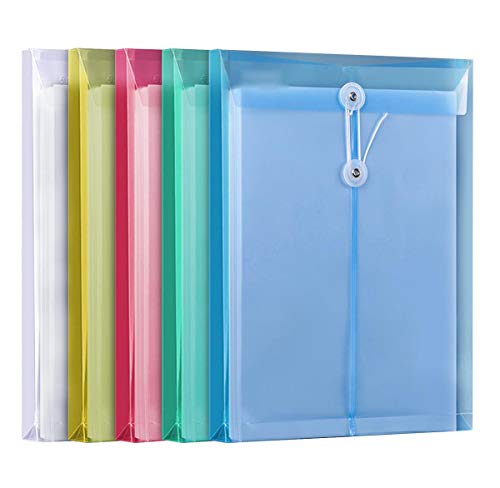LaOficina 5 Pack Poly Envelopes with String Button Closure, Letter Size