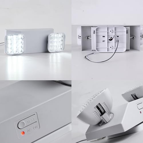 LED Emergency Lights for Business Home Power Failure,4Hours 300lm Automatic Battery Backup,Rechargeable Emergency Exit Lighting Fixtures,Hardwired, UL 924 AC85-277V - color: White, size: Square with L N Wires