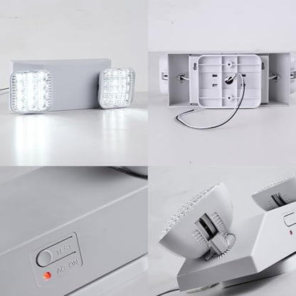 LED Emergency Lights for Business Home Power Failure,4Hours 300lm Automatic Battery Backup,Rechargeable Emergency Exit Lighting Fixtures,Hardwired, UL 924 AC85-277V - color: White, size: Square with L N Wires