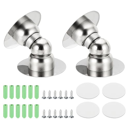 uxcell 2PCS 2.1" Magnetic Door Stoppers, Wall Floor Mounted Magnetic Door Catch Holder, Stainless Steel Door Stops for Bedroom, Bathroom, Kitchen, Office, Silver - color: Silver, size: 2.1"