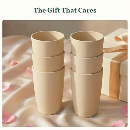 Homienly Wheat Straw Cups - Unbreakable Cups Set of 6,20 oz Dishwasher & Microwave Safe Drinking Glasses for Everyday Use-Beige - color: Beige, size: 20 Ounces