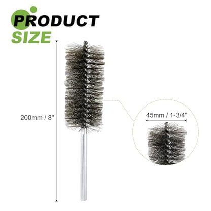 HARFINGTON 2pcs Wire Bore Brush Set 8 Inch Length 1.8 Inch Shank Stainless Steel Bristles Cleaning Brush for Clean Car Part Tube Kitchen Garage - size: 8 x 1.8 Inch