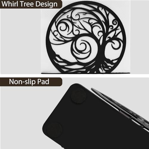 Napkin Holder for Table, Standing Napkin Dispenser Outdoor Farmhouse Black Cocktail Napkin Holders for Kitchen Coffee Shop Dining Room (6"x 1.7"x 4.9") - size: Cocktail Napkin 6x6" - Black Whirl Tree