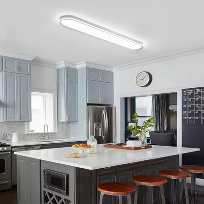 ADISUN Modern LED Ceiling Light Dimmable Linear Ceiling Light 47in Semi Flush Mount Long Lights with Remote Control and Side Lighting for Living Room Kitchen Dining Room - color: White-1Pack, size: 47 Inch