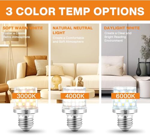 4Pack 900Lumen E26/E27 3 Way LED Bulb, 10W 3 Light Mode Dimmable - color: Silver