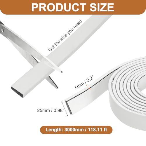 Smoke Fire Seal Strip 9.8Ft 25mm/0.98" Wx 5mm/0.2" T White - color: White, size: 9.8FT x 25mm / 0.98" W x 5mm / 0.2" T