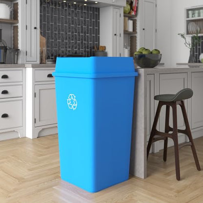 50 Gallon Blue Square Commercial Trash Garbage Can with Lid | Outdoor Office Restaurant School Kitchen - color: Blue, size: 50 Gallon, style: Trash Can with Lid