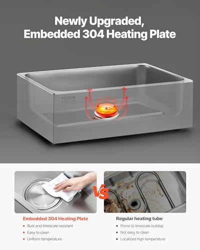 VEVOR Commercial Food Warmer, 1500W Electric Stainless Steel Steam Food Warmer, Fast Heating Countertop Buffet Bain Marie with Four 1/3 Size Food Pans, for Catering, Restaurants, Parties & Buffets - size: 29.13 x 13.98 x 10.63 in