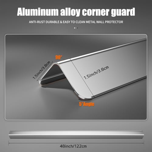 10pcs Wall Corner Guards 1.5x1.5x48 Inches 304 Stainless Steel Heavy Duty Rounded Corner Protector, Smooth Folded Edge Design for Wall Protection Silver