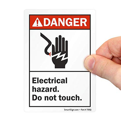 SmartSign "Danger - Electrical Hazard, Do Not Touch" Label | 3.5" x 5" Laminated Vinyl, Black/Red on White, 1 Count (Pack of 1)