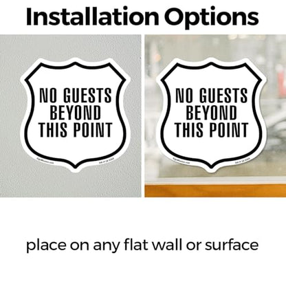 No Guests Beyond This Point (2 Pack) 18 inch X 18 inch Shield Shaped Heavy Duty 3.2 mil Vinyl Decals Weather Resistant Made in the USA - color: Vinyl Decal, size: (2 Pack) 18 inch X 18 inch