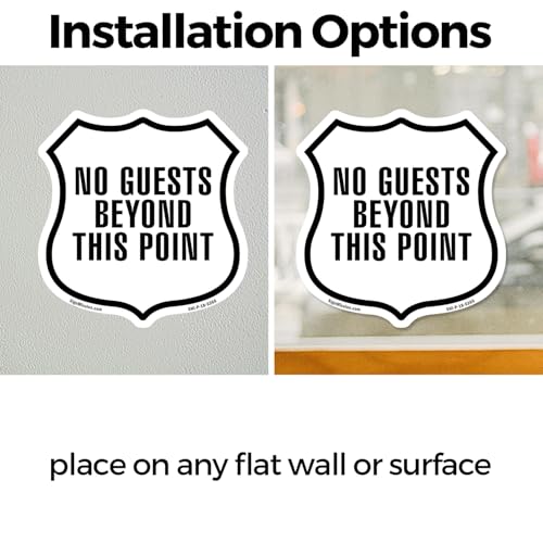 No Guests Beyond This Point (5 Pack) 4 inch X 4 inch Shield Shaped Heavy Duty 3.2 mil Vinyl Decals Weather Resistant Made in the USA - color: Vinyl Decal, size: (5 Pack) 4 inch X 4 inch