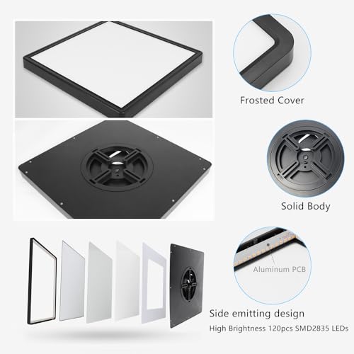 12Inch 24W Square LED Ceiling Light Fixtures Flush Mount, 6000K Cold White LED Ceiling Lamp, Surface Mount Modern Ceiling Lights, Black Slim Flat Panel Lighting for Bedroom, Kitchen, Bathroom - color: Cool White, size: 12 inch Black