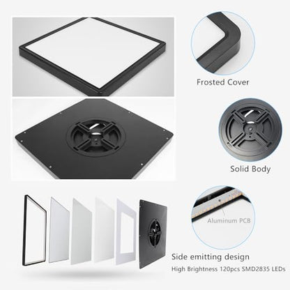 12Inch 24W Square LED Ceiling Light Fixtures Flush Mount, 6000K Cold White LED Ceiling Lamp, Surface Mount Modern Ceiling Lights, Black Slim Flat Panel Lighting for Bedroom, Kitchen, Bathroom - color: Cool White, size: 12 inch Black