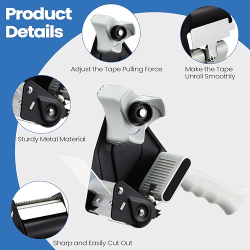 Dunzoom 6 Pack Packing Tape Dispenser Gun with 6 Roll 2 Inch Gun 2.7 Mil Heavy Duty Packaging Tape for Shipping, Moving, Carton and Box Sealing