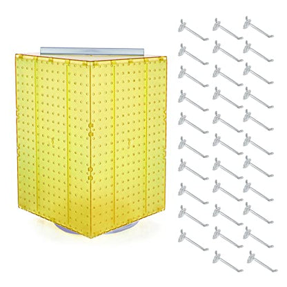 Azar Displays 701414-YEL-4C32 Rotating Countertop Display Kit with Peg Hooks Included, 14 Inches Wide x 14 Inches Deep x 20 Inches High, Pegboard Spinner Organizer, Yellow - color: Yellow, style: Pegboard + Hooks