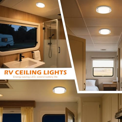 Facon Oval RV Motion Sensor Light - 4W 280LM Warm White (3400K) 12V RV Interior Lighting, LED Ceiling Dome Lights for RV Camper Motorhome Boat - size: Switch with Motion Sensor, 1 Pack